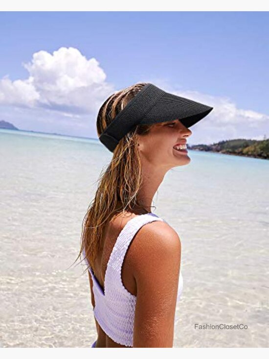 Straw Sun Visor Hat with UPF 80+ Protection, Packable & Adjustable for Travel main image 4